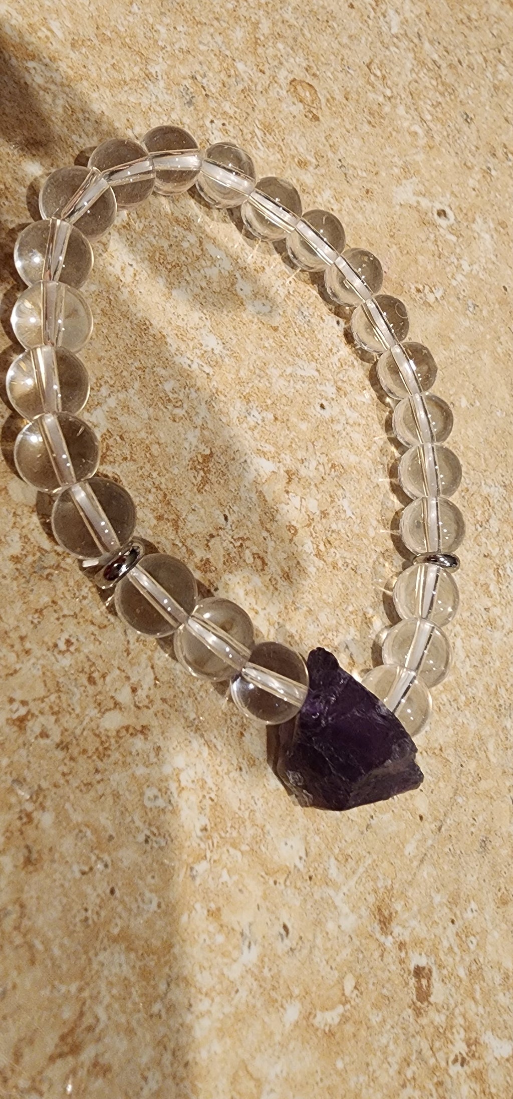 -Clear quartz and Amethyst bracelet