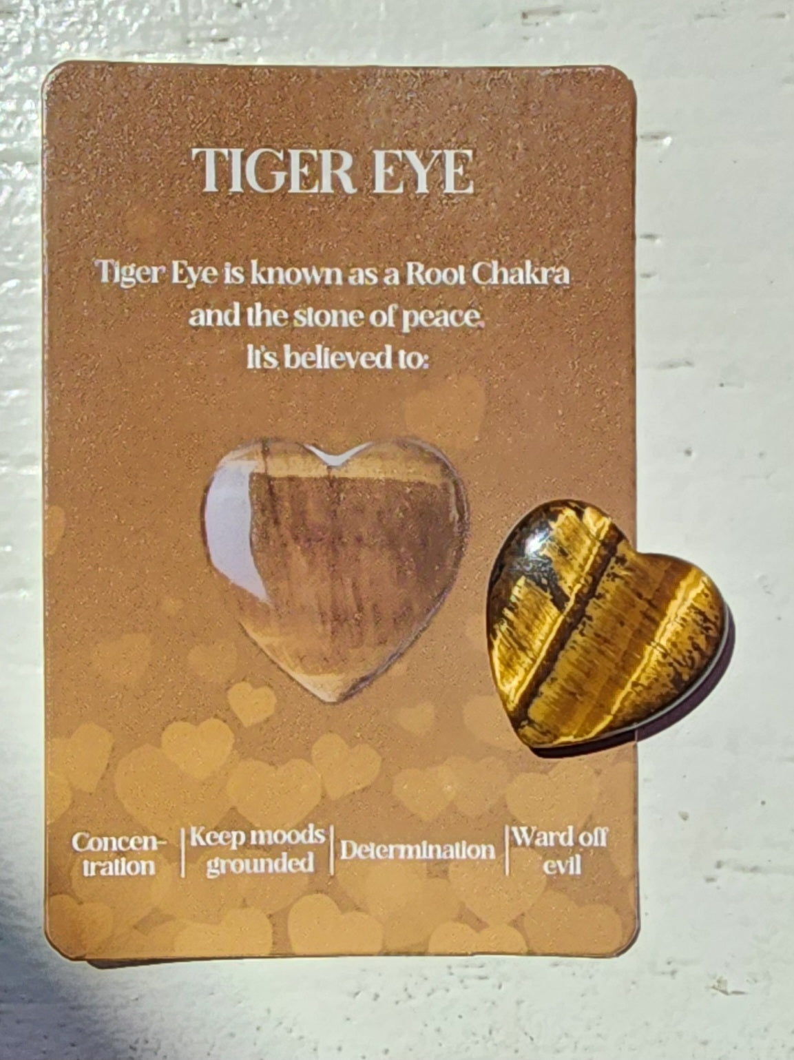 -Tiger eye heart-shaped stone