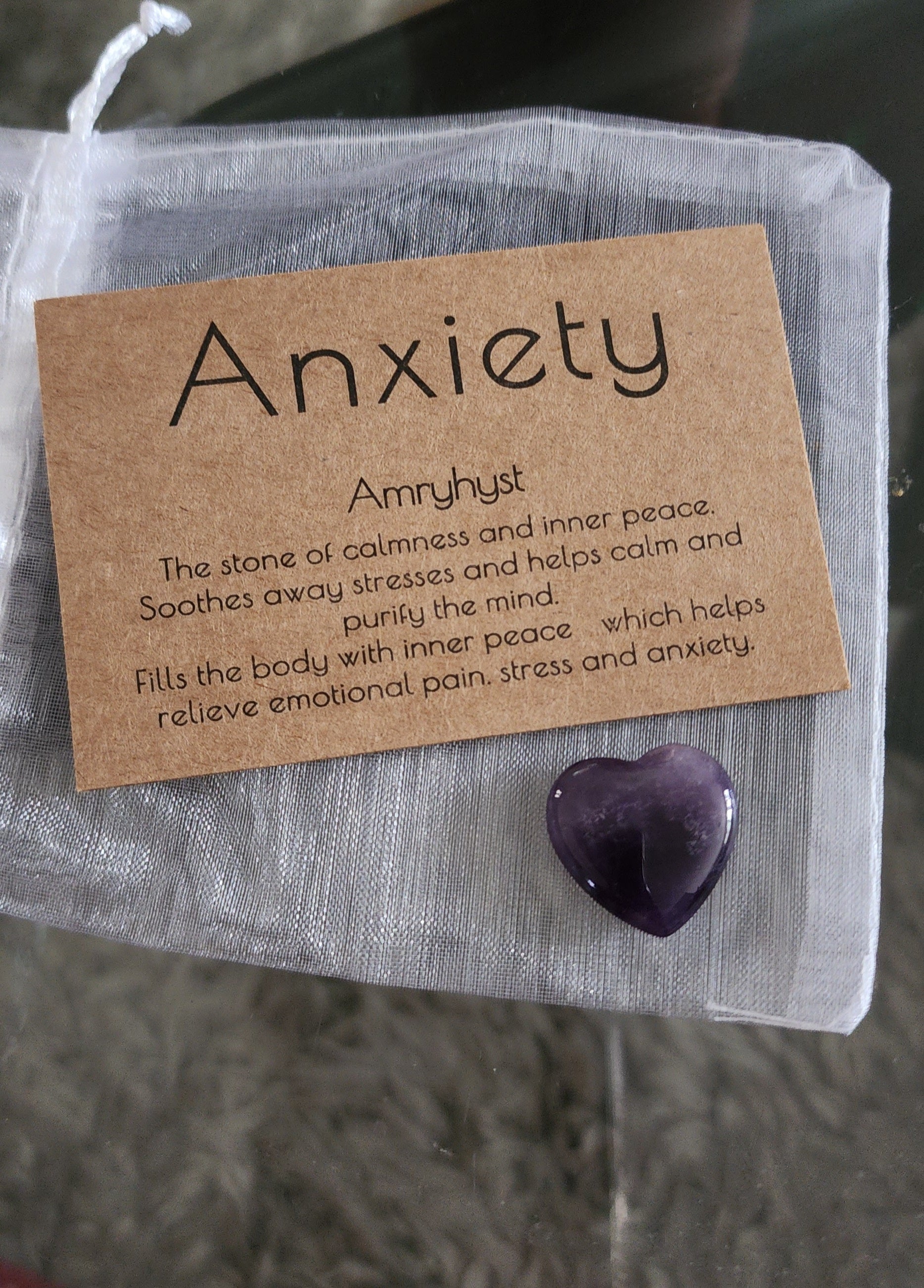 -Amethyst heart shapped stone