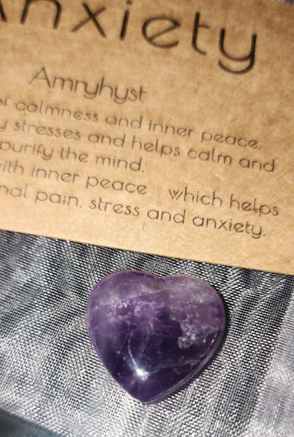 -Amethyst heart shapped stone
