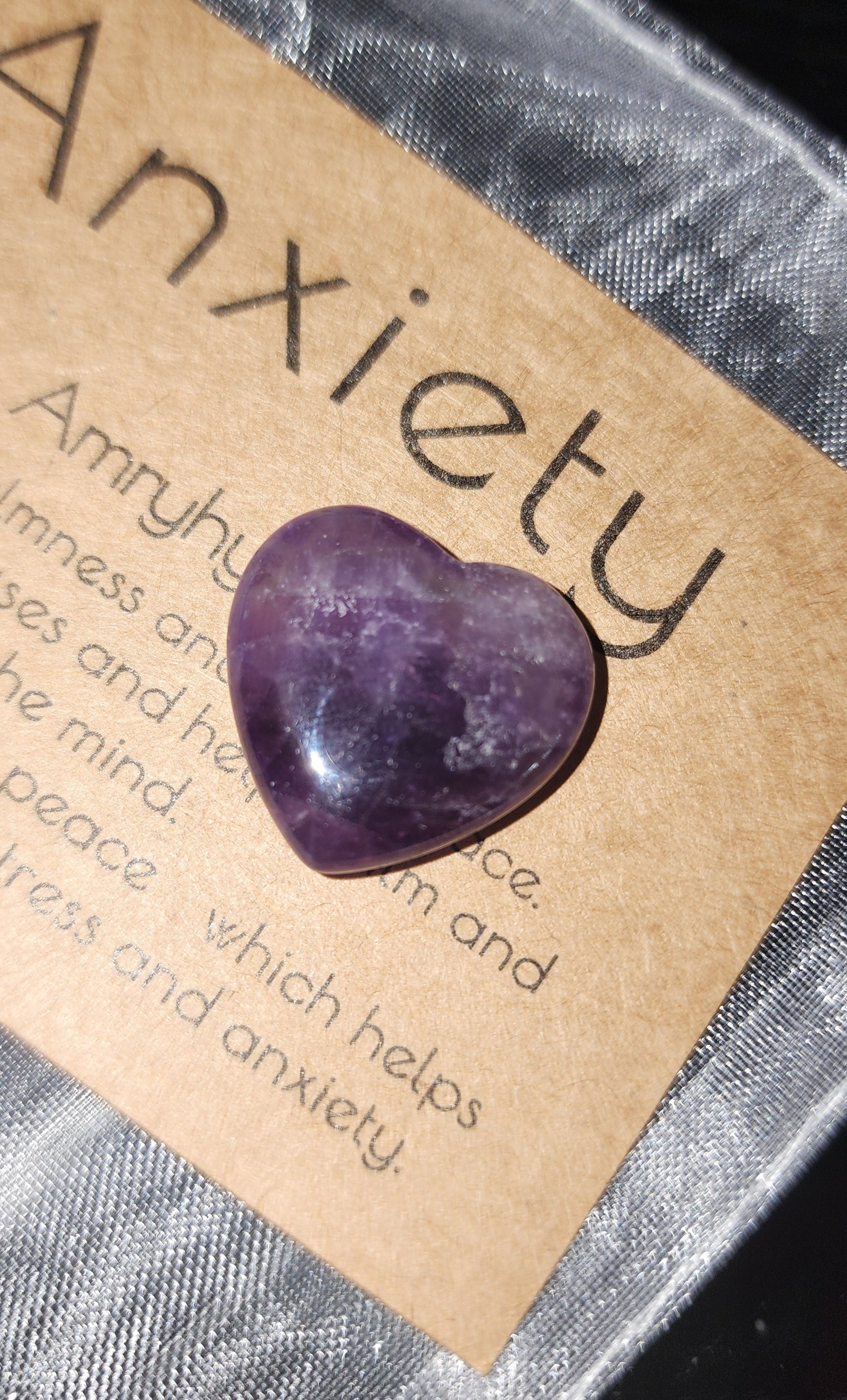 -Amethyst heart shapped stone