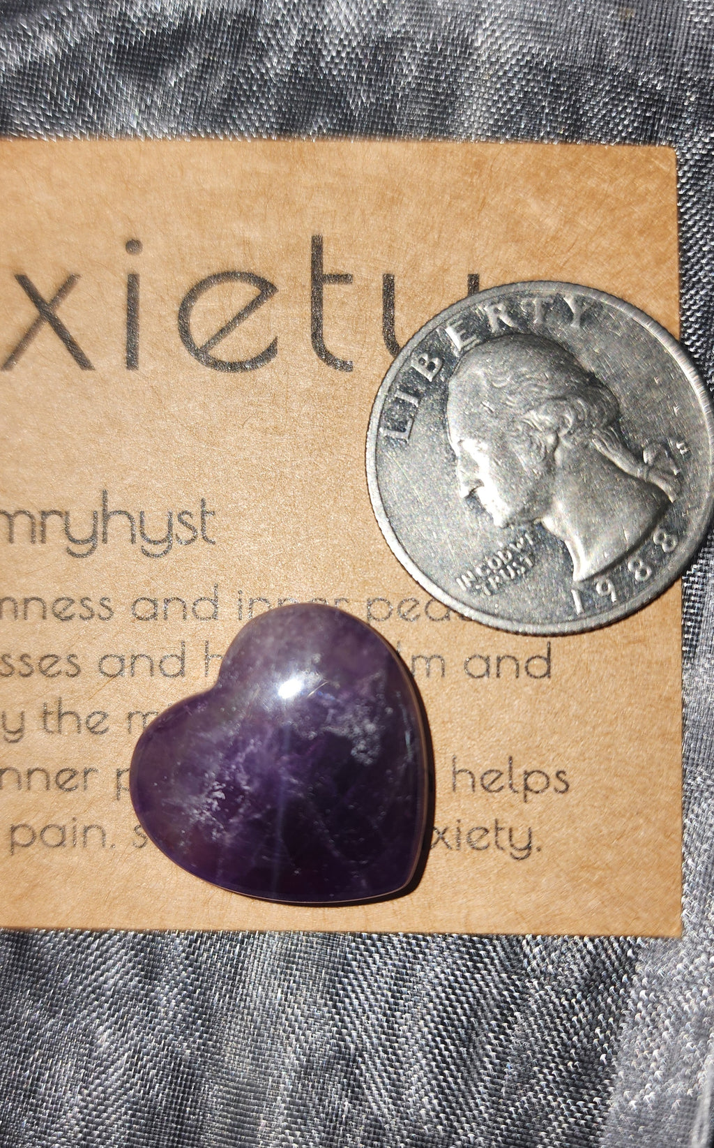 -Amethyst heart shapped stone