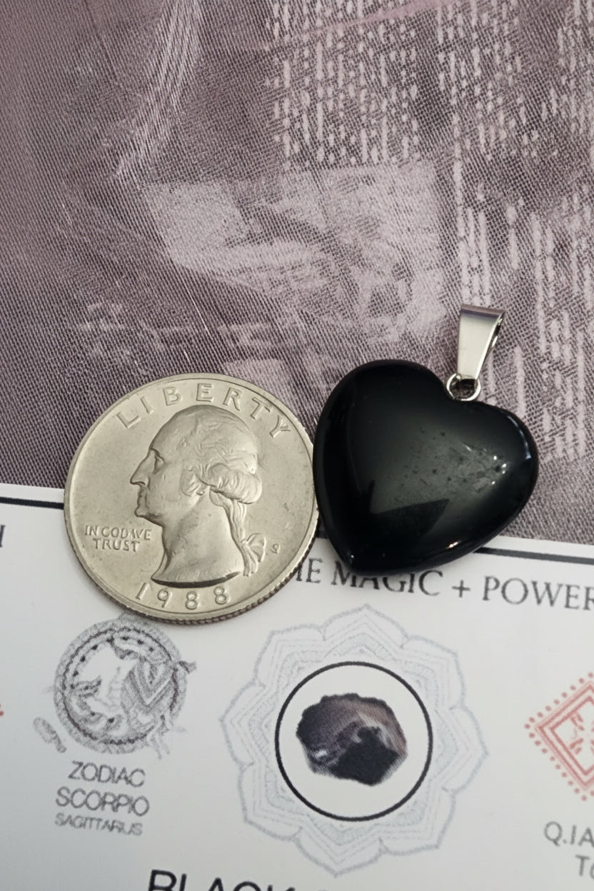 Black Obsidian heart-shaped pendant