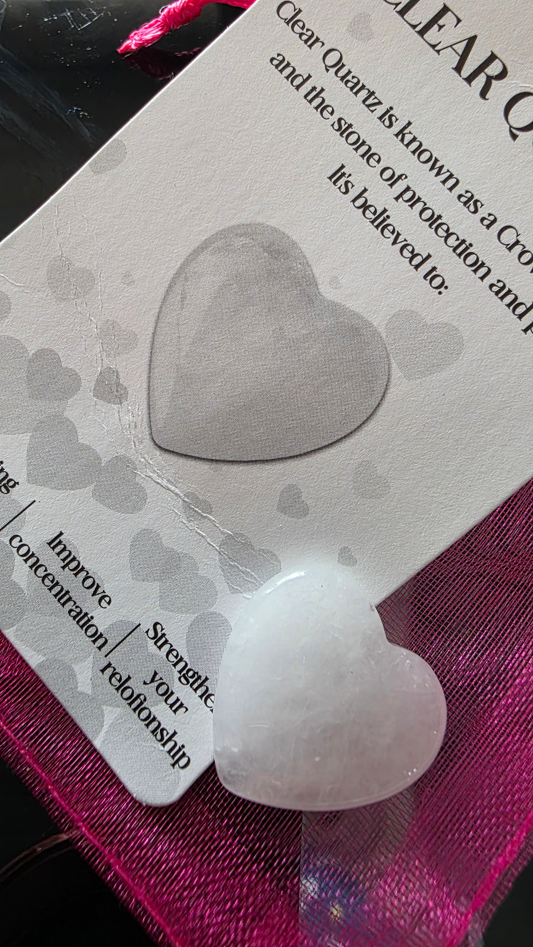 -Clear heart shapped stone (poket size)