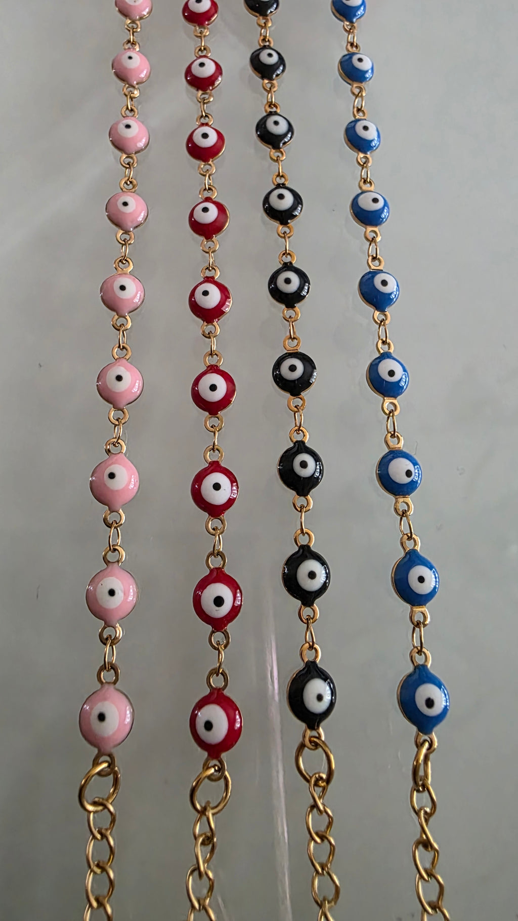 -Pulsera rosa de acero inoxidable con ojo turco