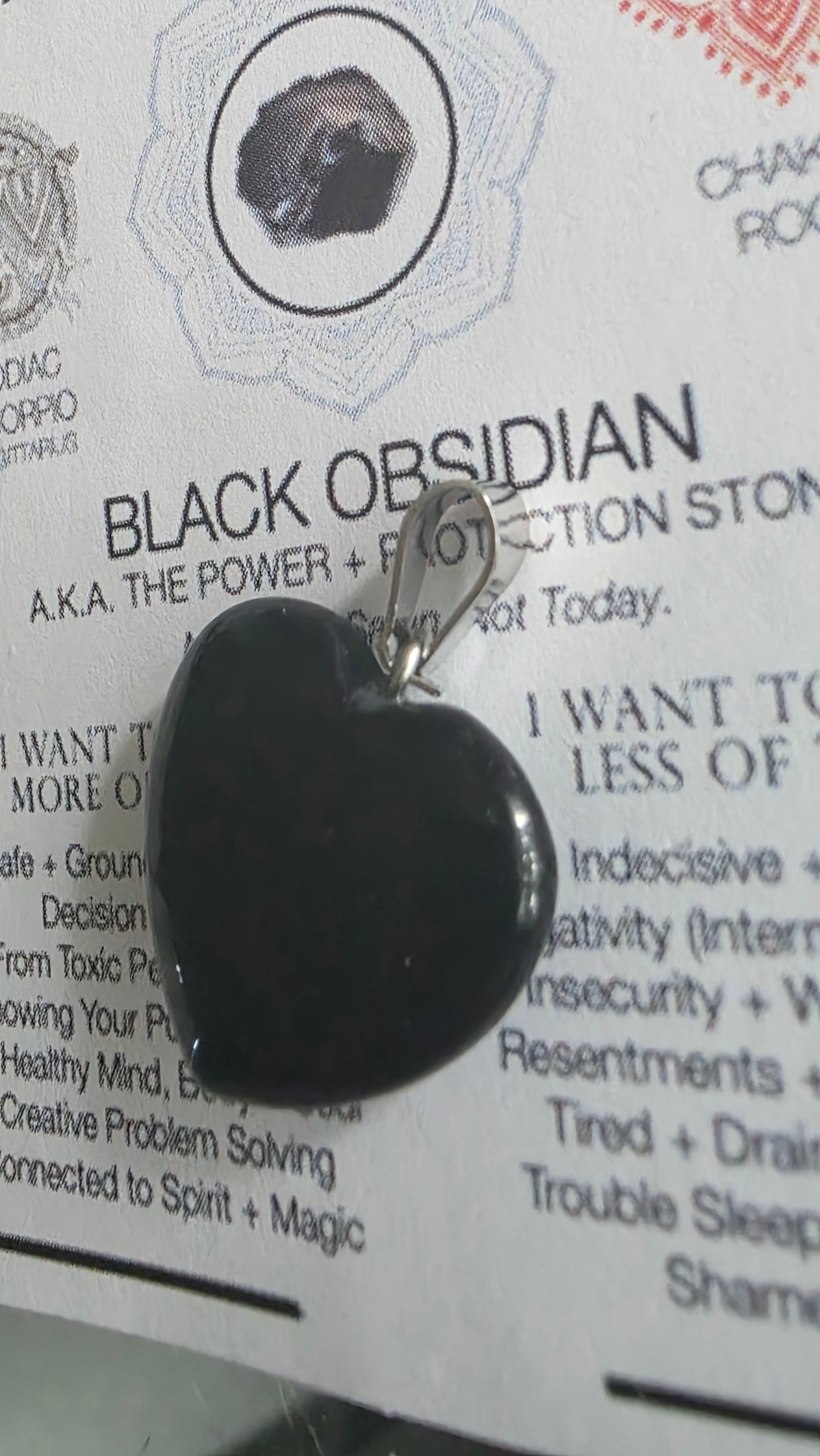 Black Obsidian heart-shaped pendant