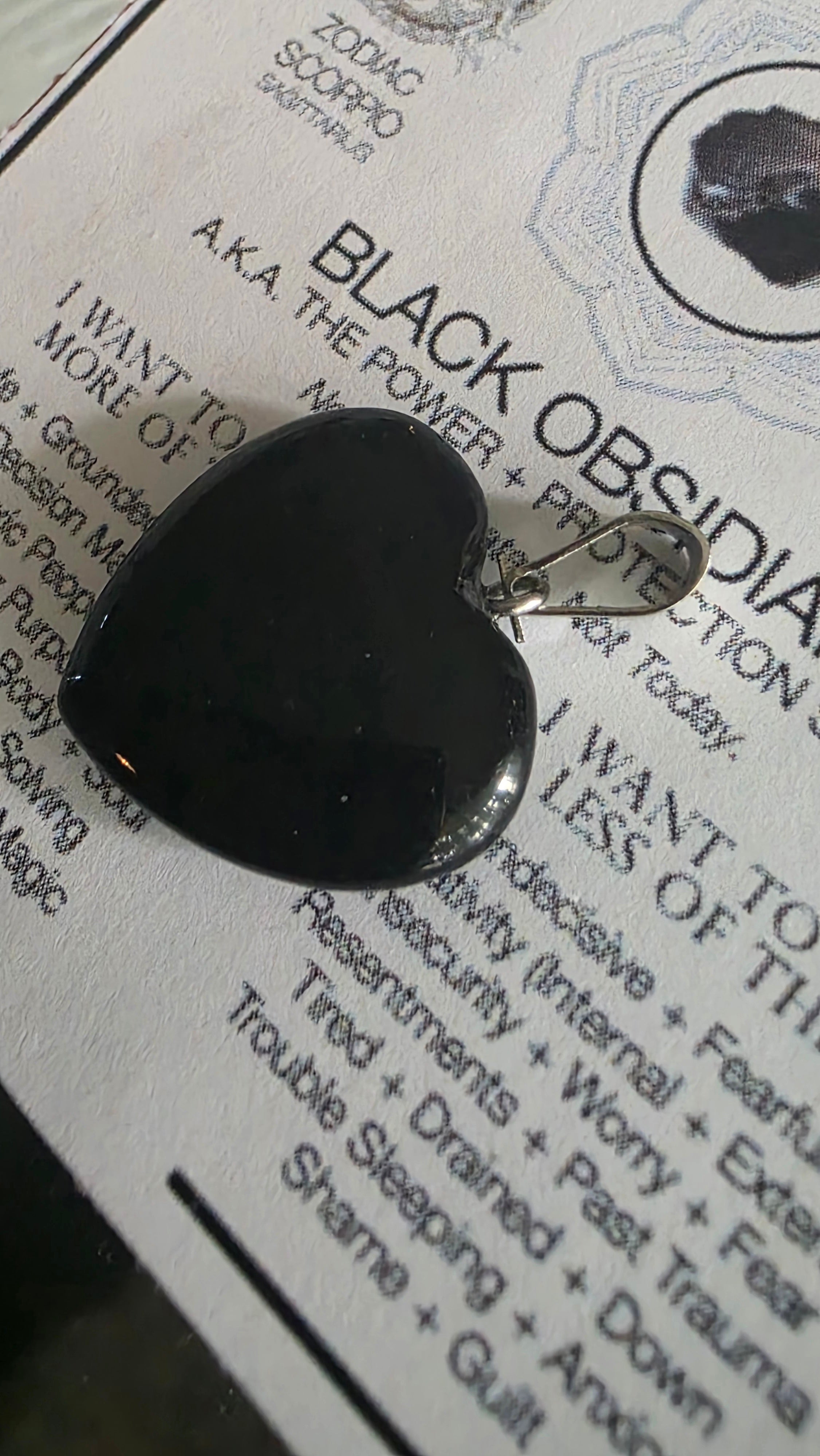 Black Obsidian heart-shaped pendant