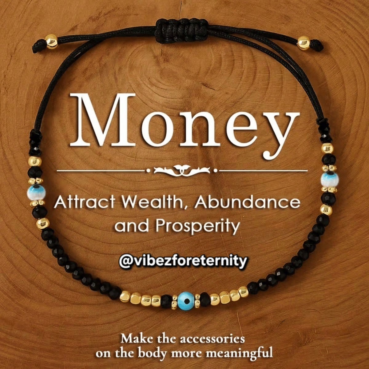 Money/evil eye bracelet (black)