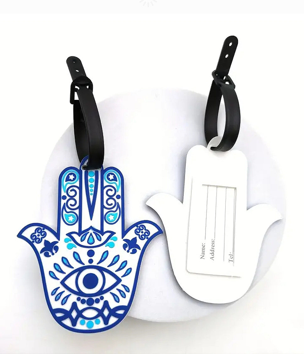 -Etiqueta de viaje Mano de Hamsa