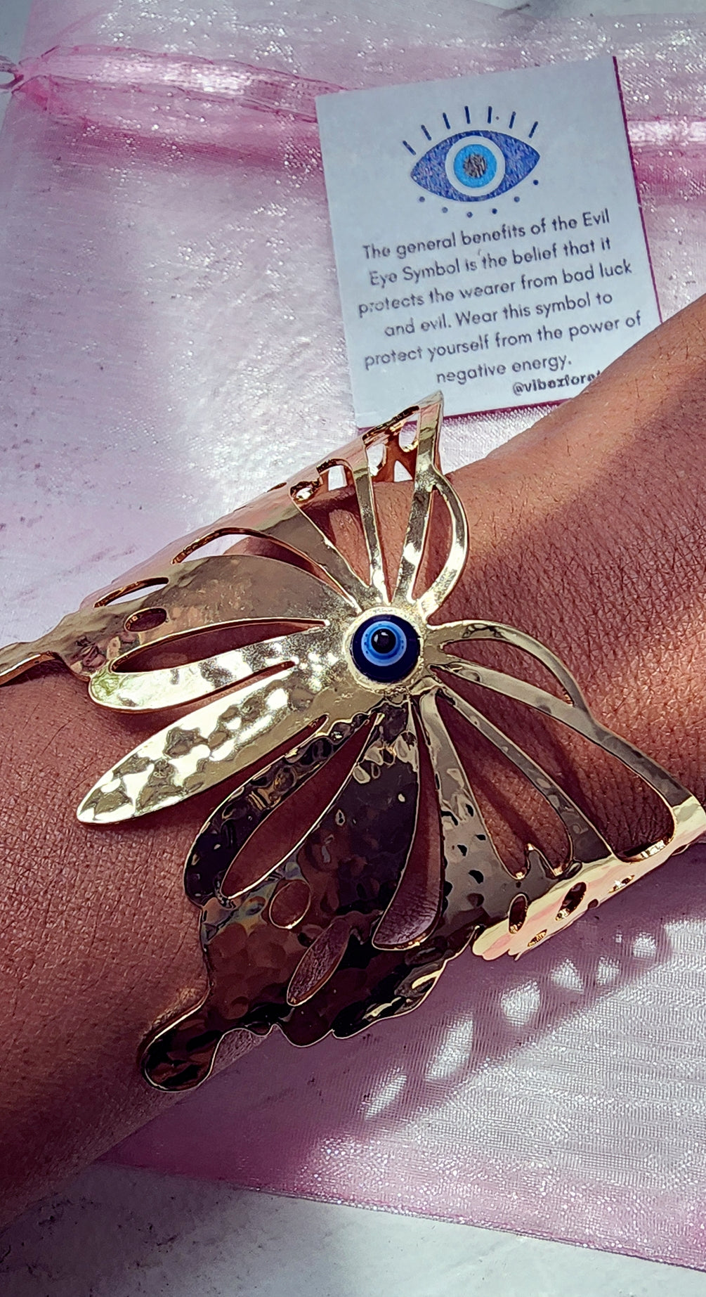 -Gold evil eye butterfly