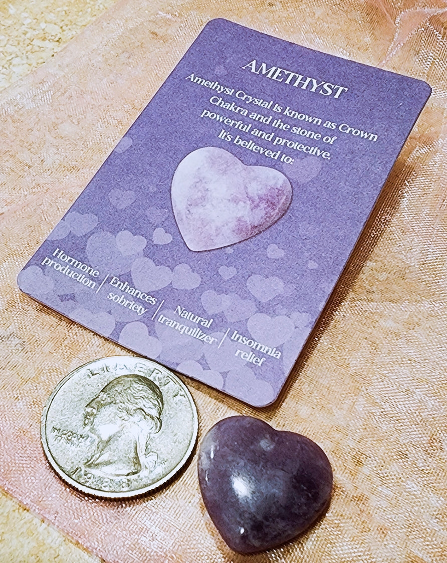 -¡Piedra de amatista de bolsillo en forma de corazón!