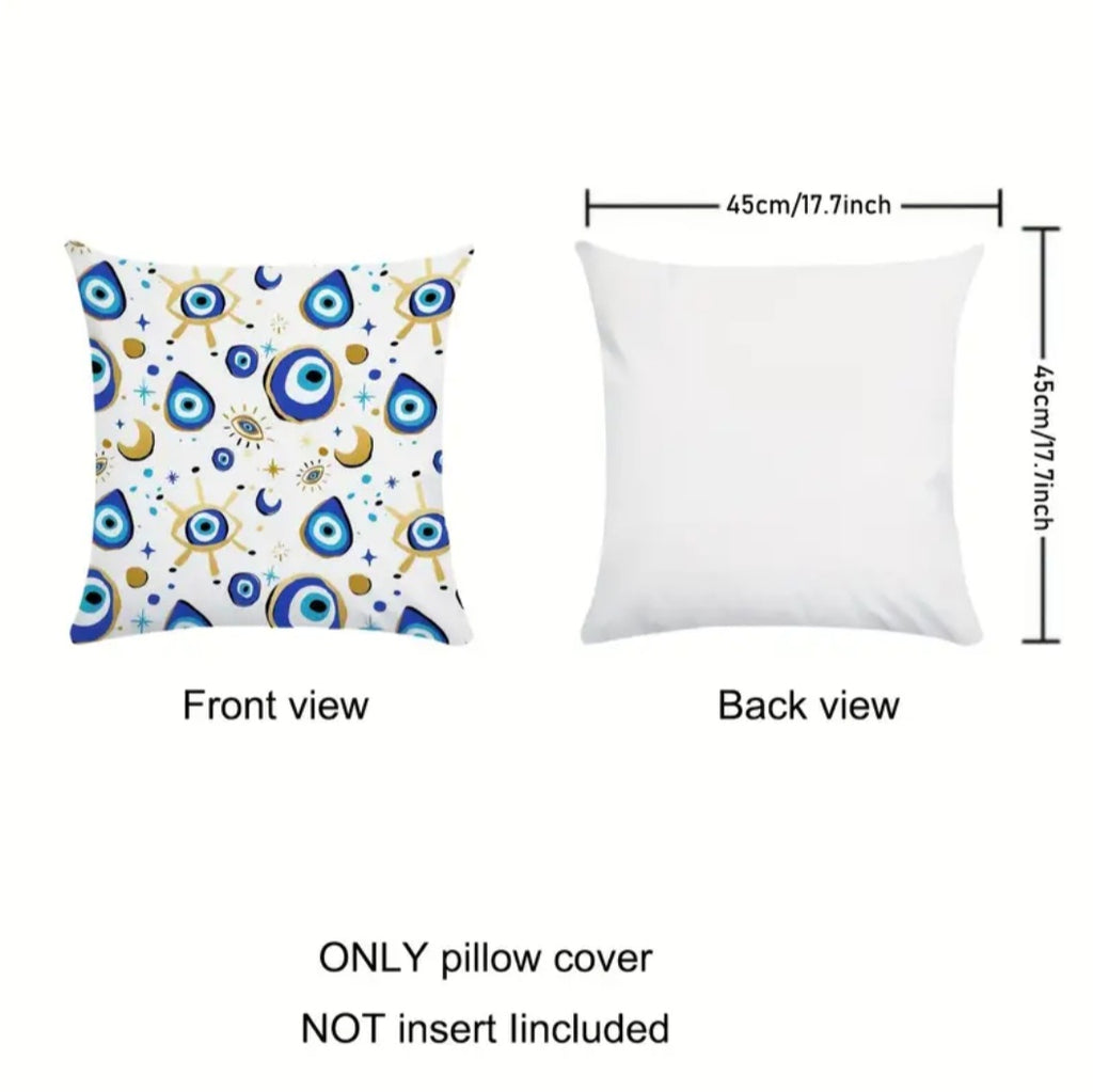 -Funda de almohada con estampado de ojo turco y luna dorada, juego de 2