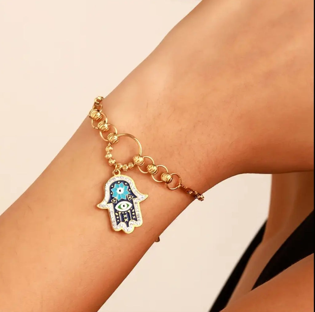 -Gold plated titanium Hamsa Bracelet