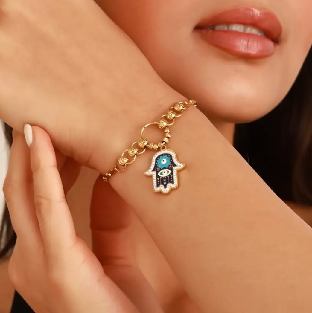 -Gold plated titanium Hamsa Bracelet