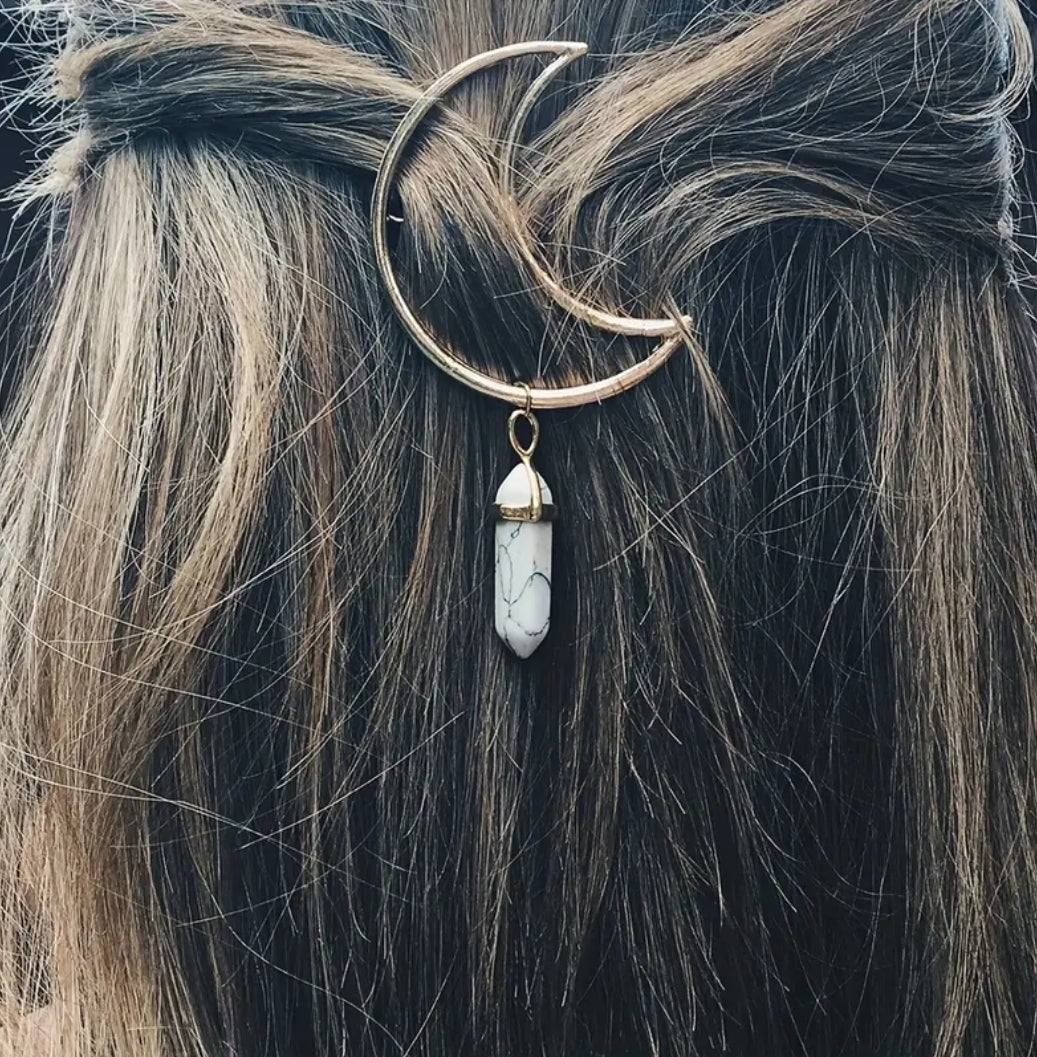 -Crescent moon hair clip