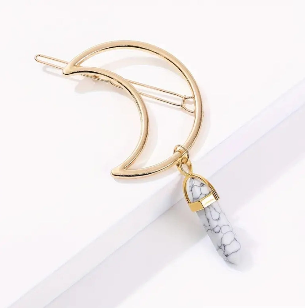 -Crescent moon hair clip