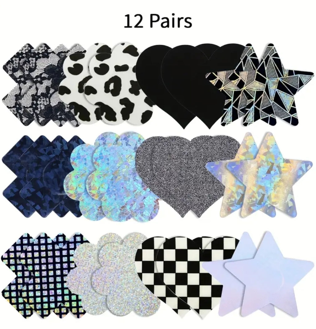 12 pair colorful pasties