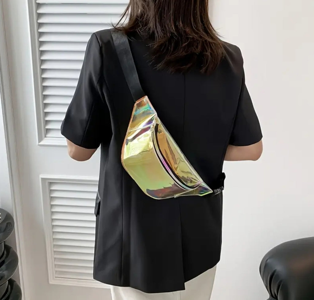 -Holographic crossbody fanny pack
