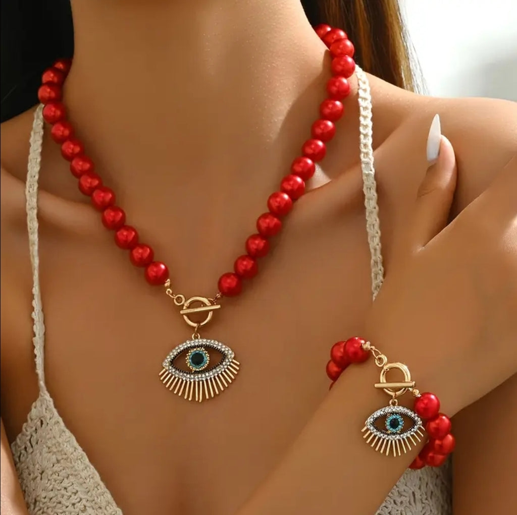 -Red evil eye set