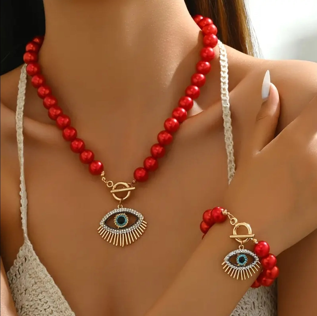 -Red evil eye set
