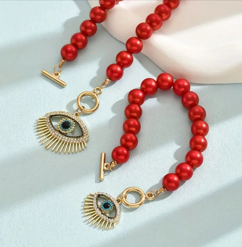 -Red evil eye set