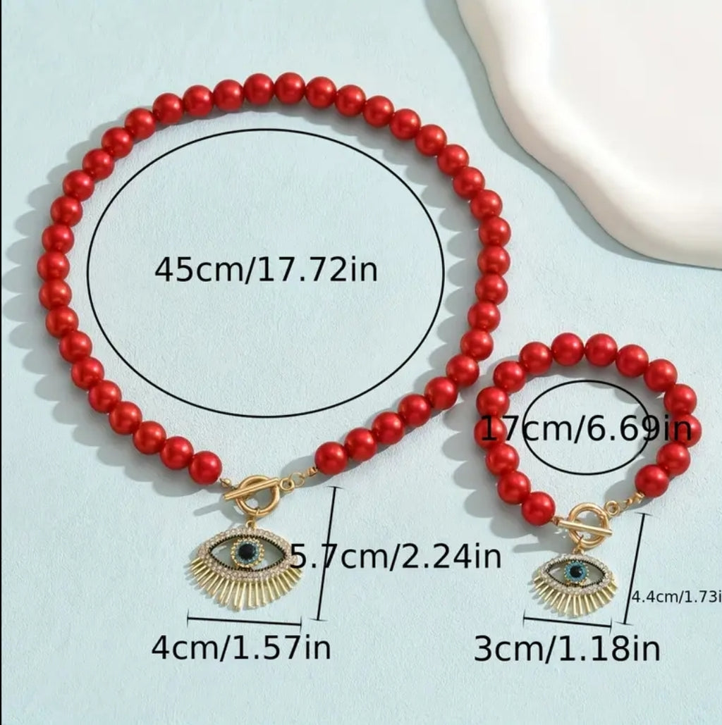 -Red evil eye set