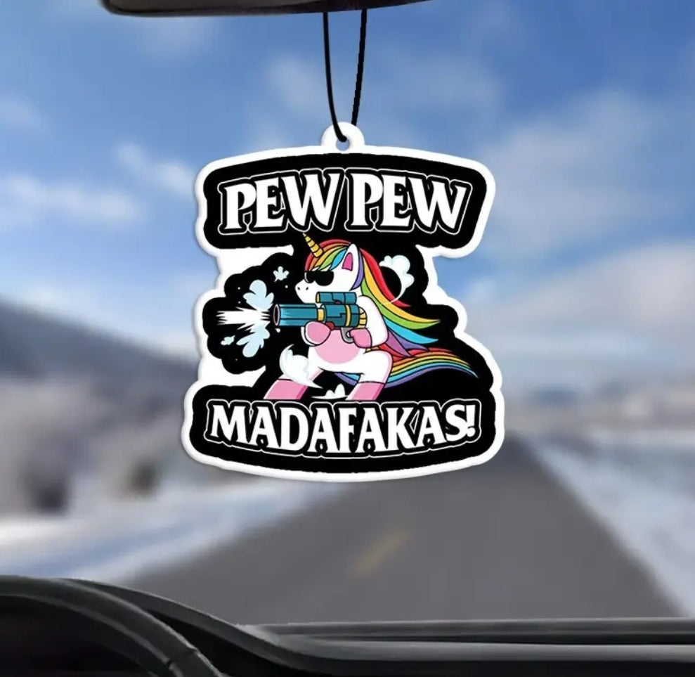 -PEW PEW MADAFAKAS Ambientador de coche Unicornio, con aroma a perfume