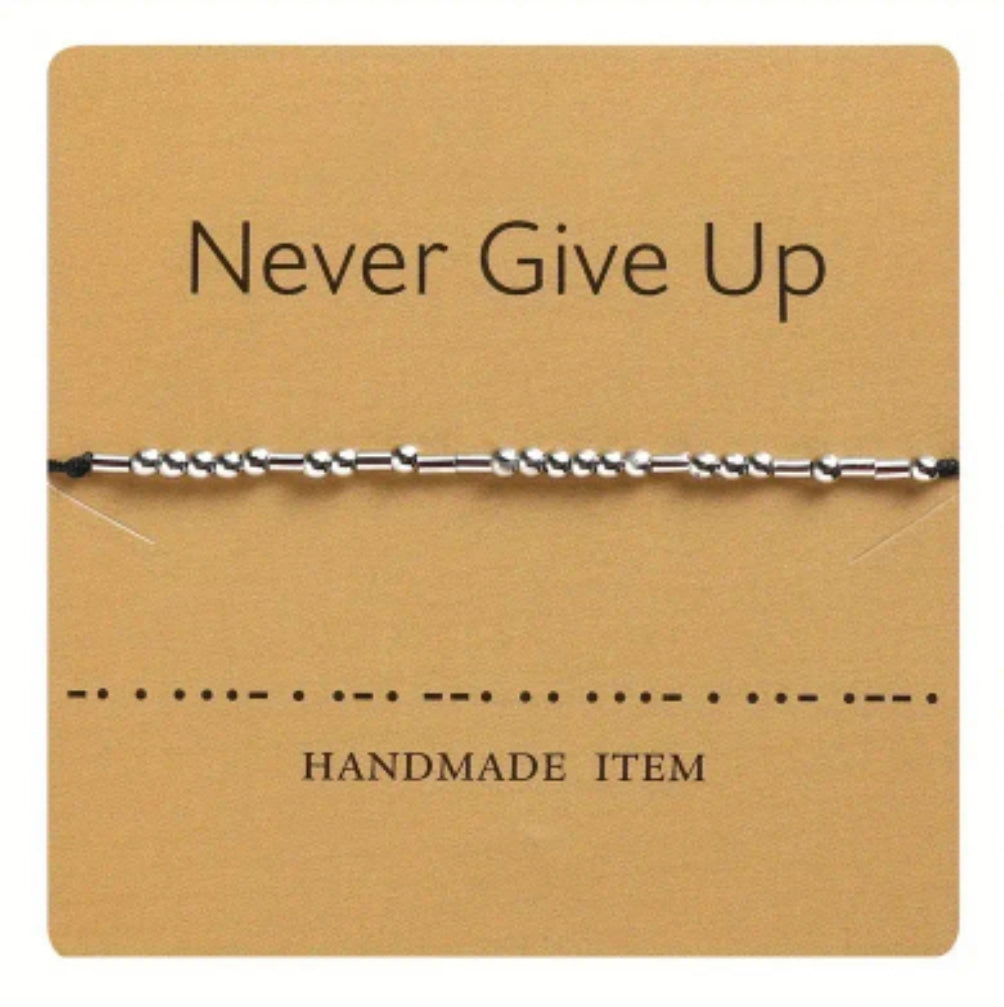 Pulsera «Nunca te rindas» en código Morse
