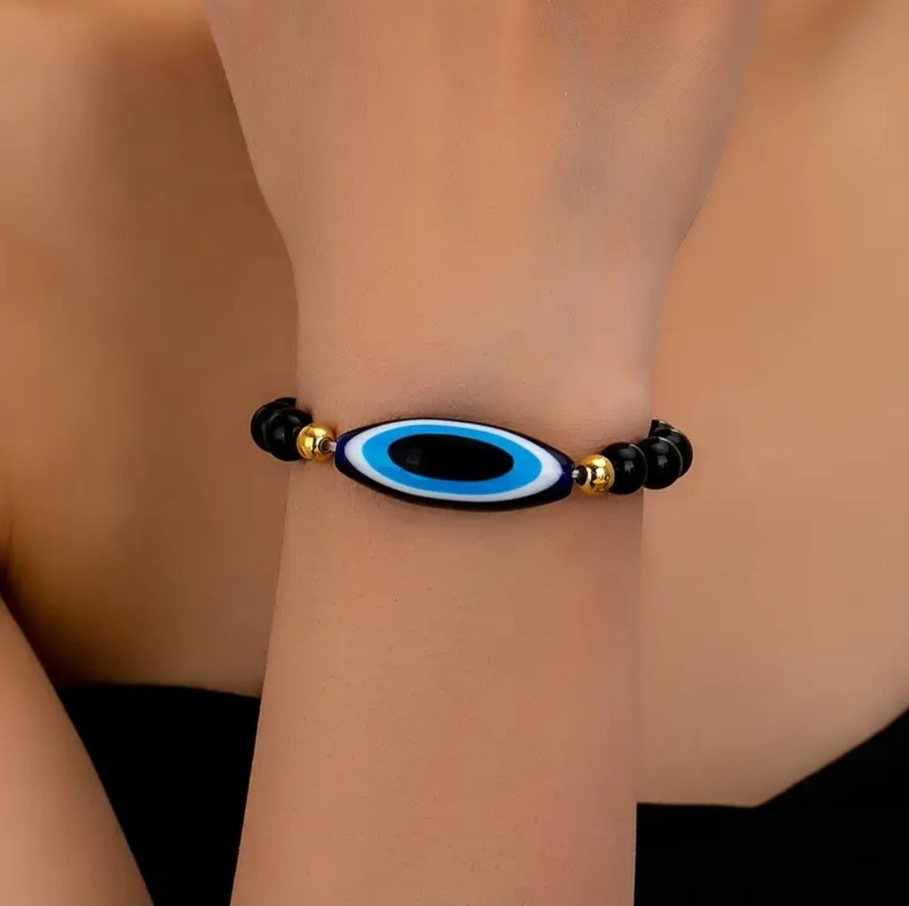 -Pulsera ovalada con ojo turco