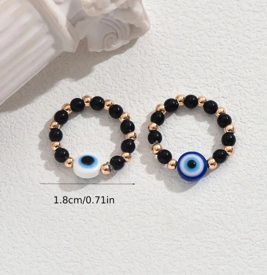 -dos anillos de cuentas con el ojo turco