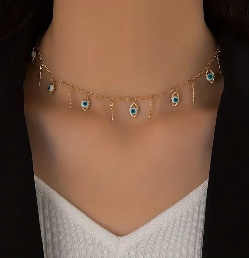 Evil eye choker necklace