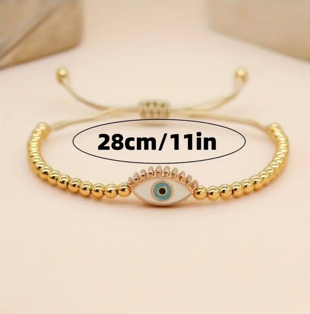 -Gold evil eye adjustable bracelet