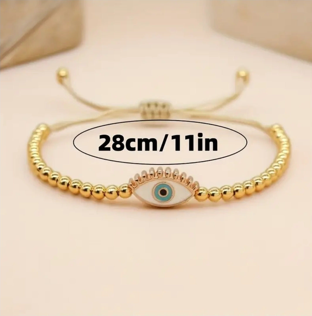 -Gold evil eye adjustable bracelet