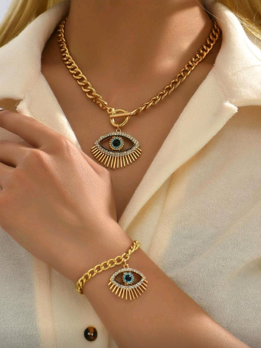 -Evil eye gold set