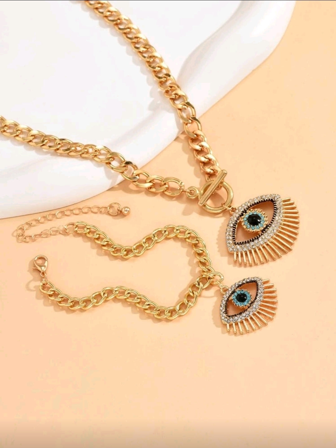 -Evil eye gold set