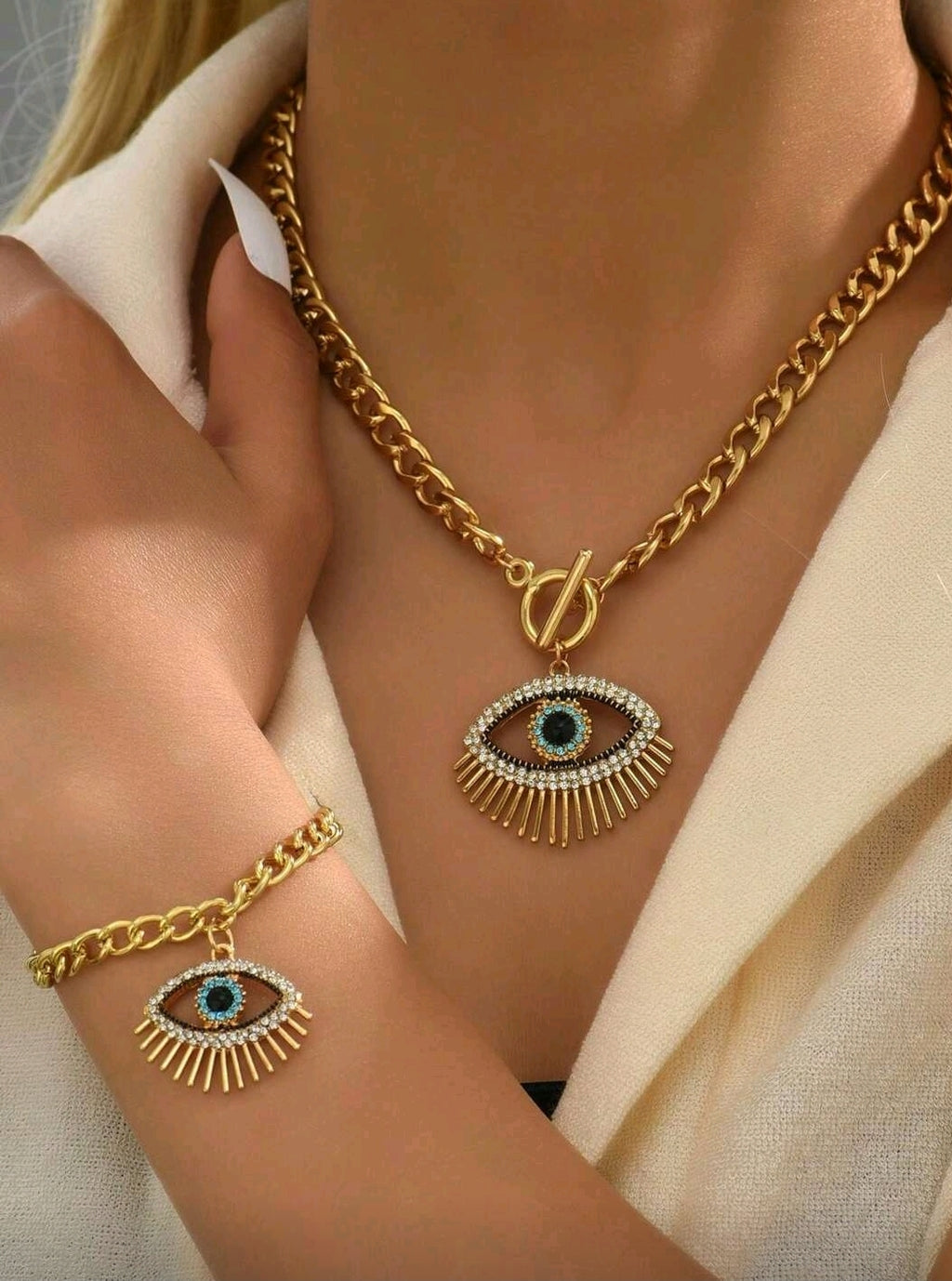 -Evil eye gold set