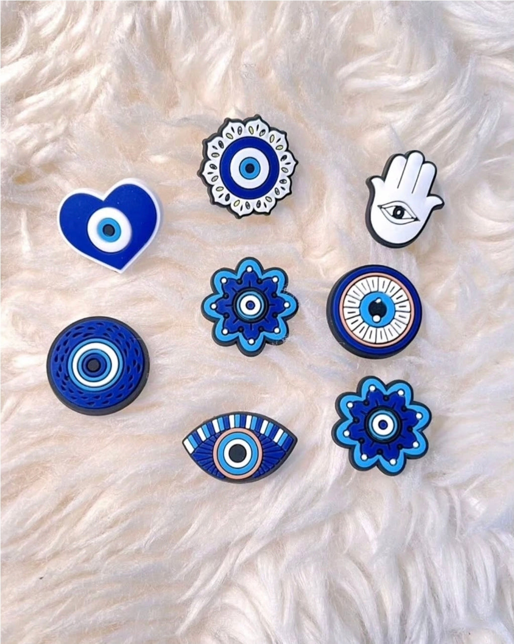 -8 amuletos de cocodrilo con forma de ojo turco/hamsa
