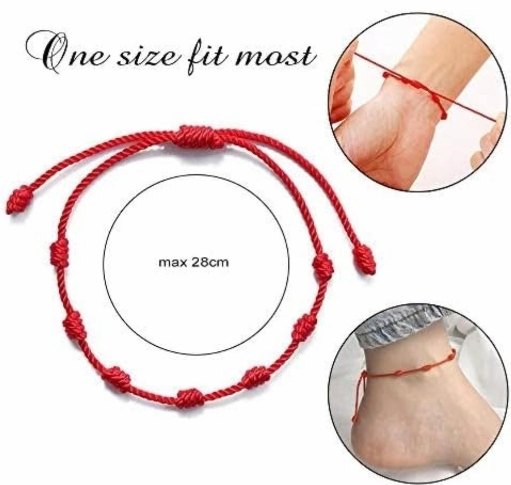 Pulsera de hilo rojo de 7 nudos