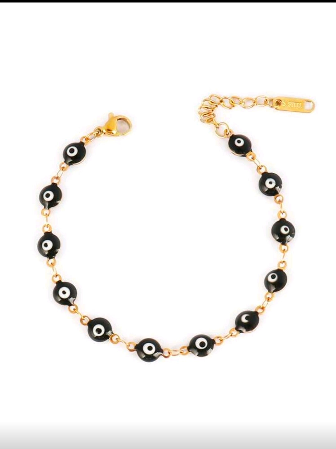 -Pink, red, black or blue stainless steel evil eye bracelet