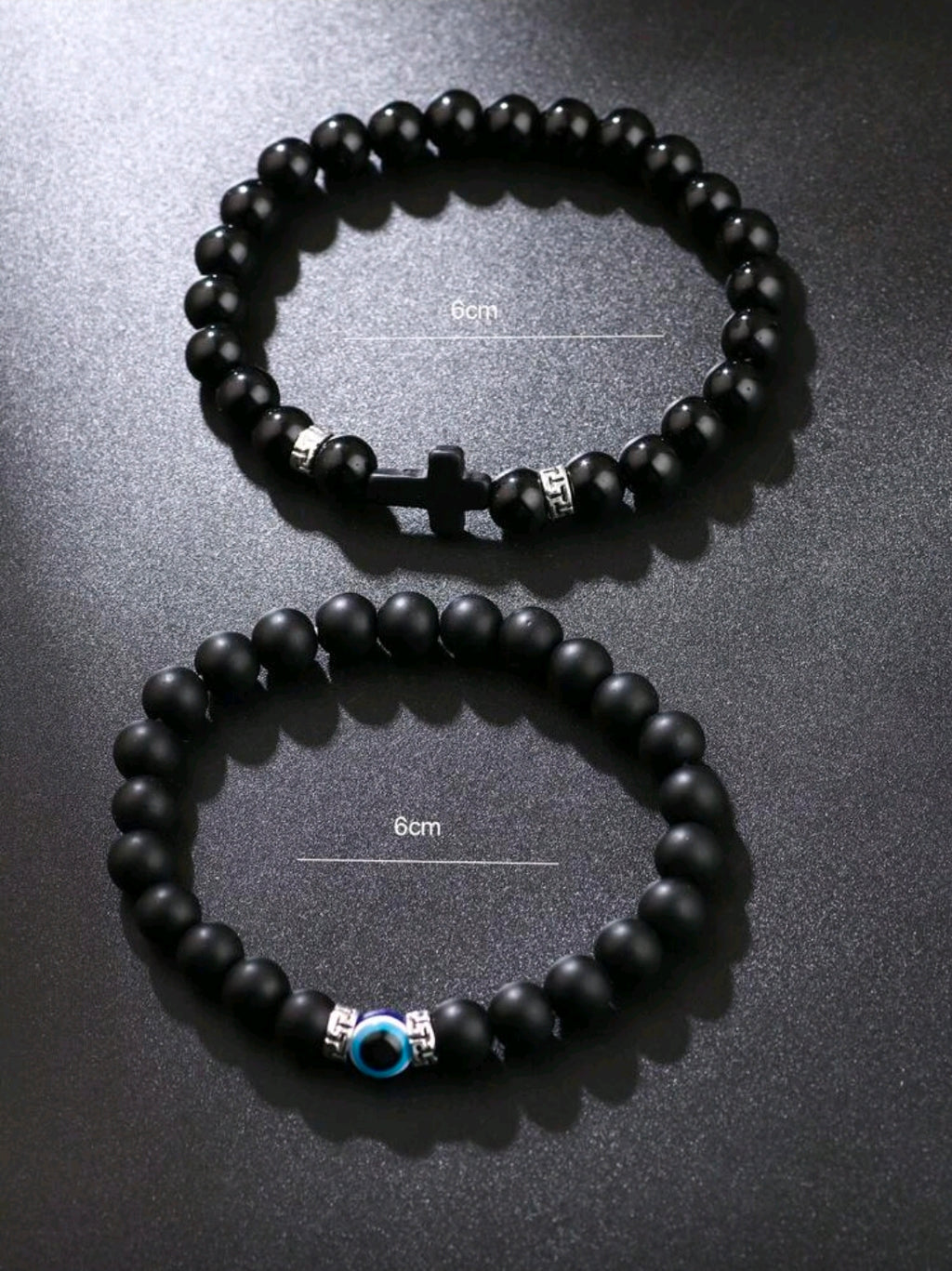 Cross/ evil eye two piece men bracelet