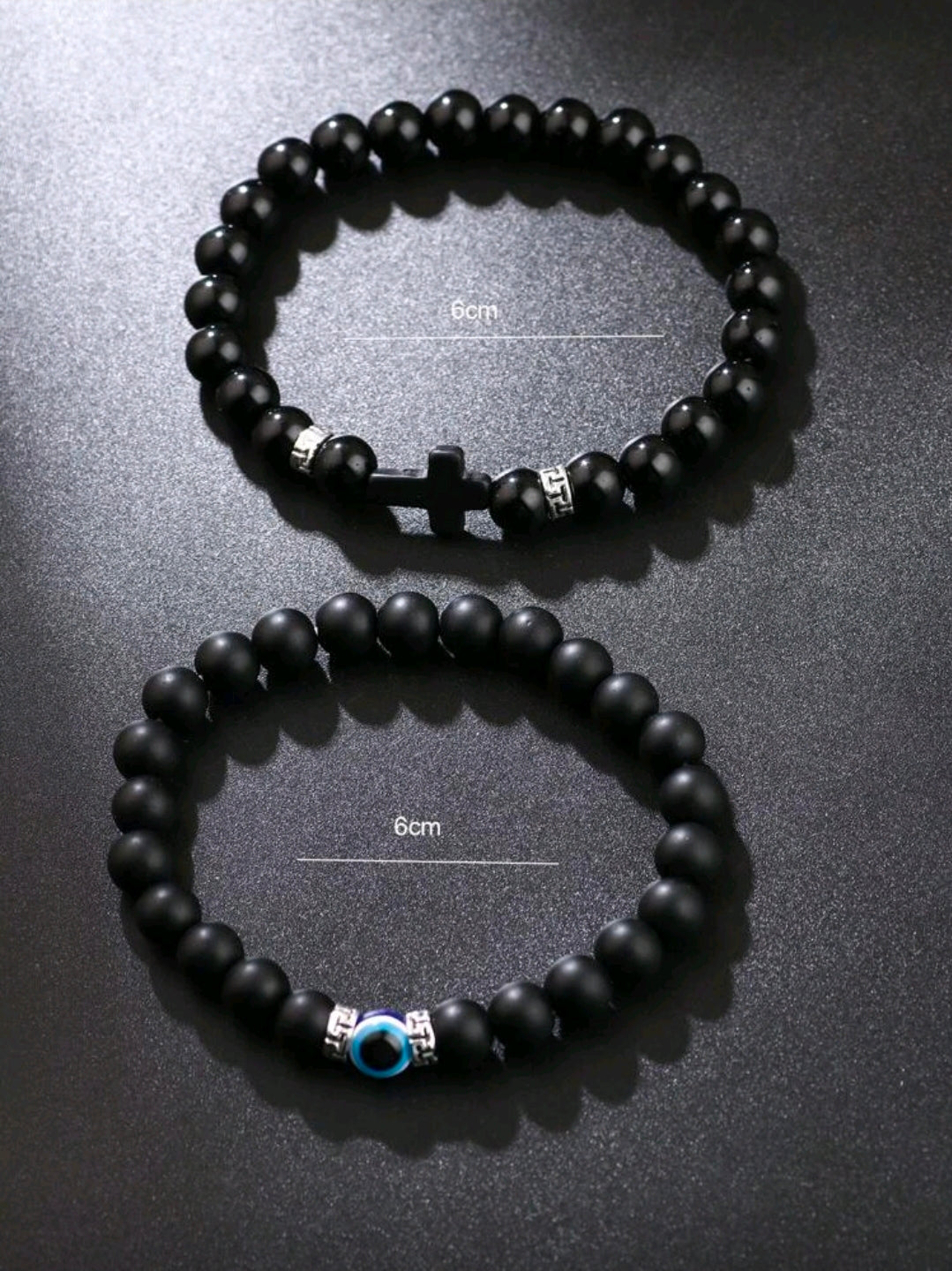 Cross/ evil eye two piece men bracelet