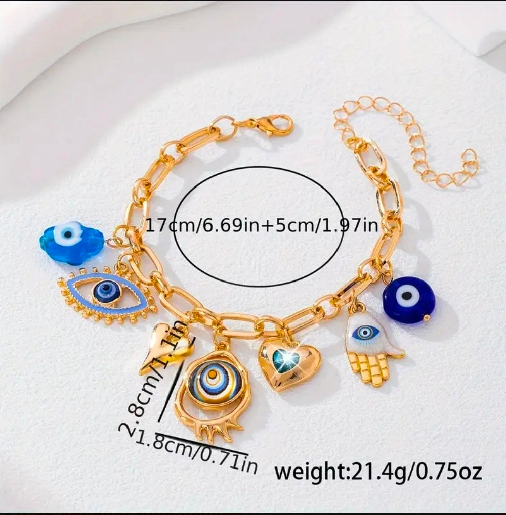 Gold chain evil eye bracelet