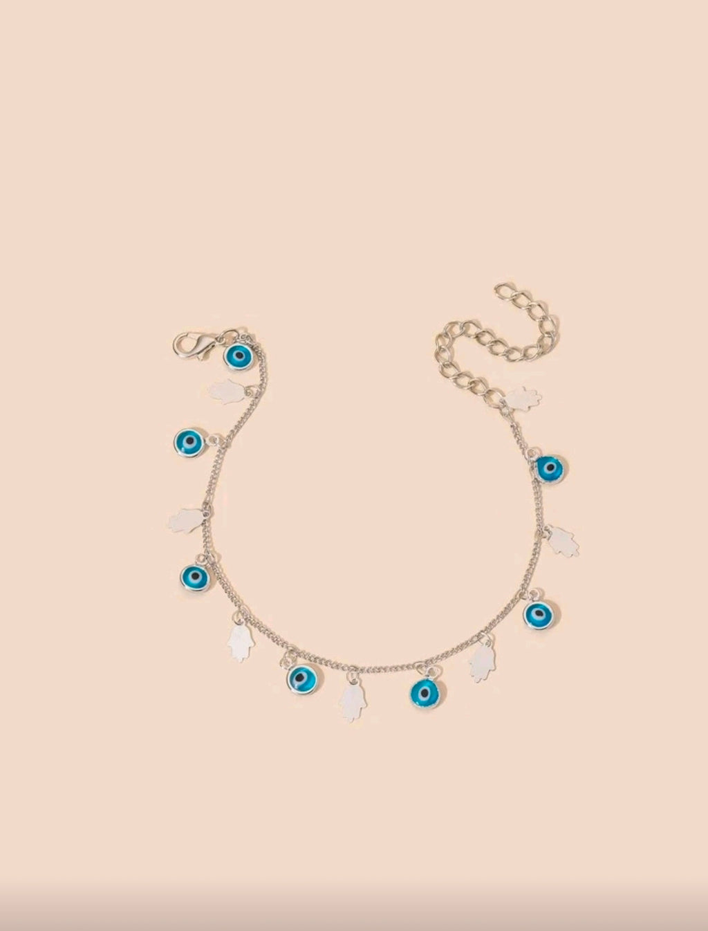 evil eye/hamsa silver adjustable bracelet