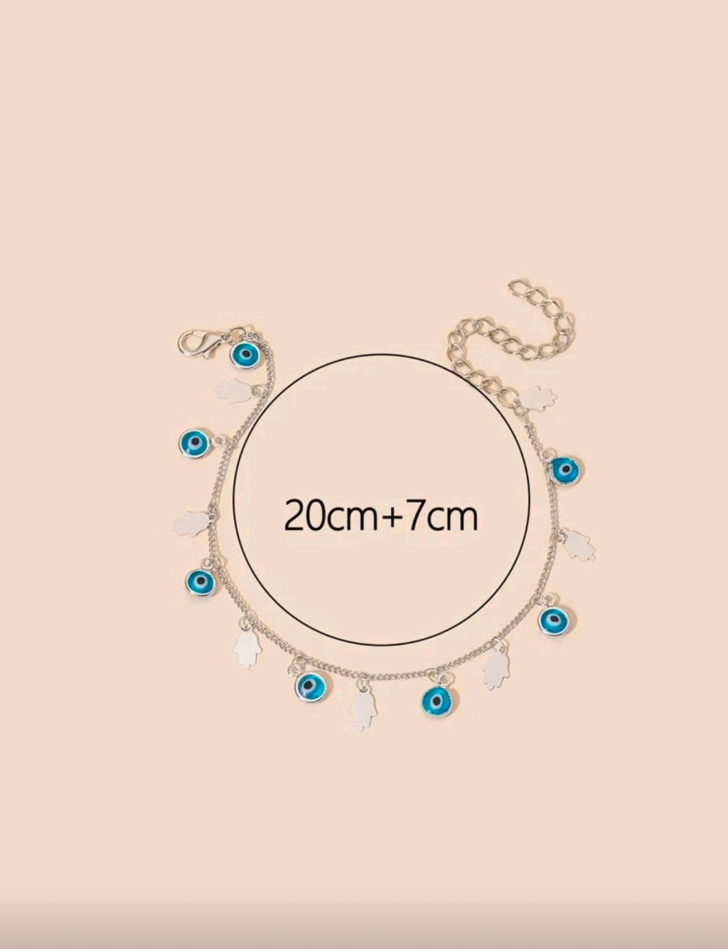 evil eye/hamsa silver adjustable bracelet