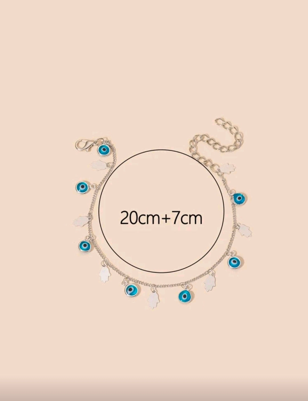 evil eye/hamsa silver adjustable bracelet