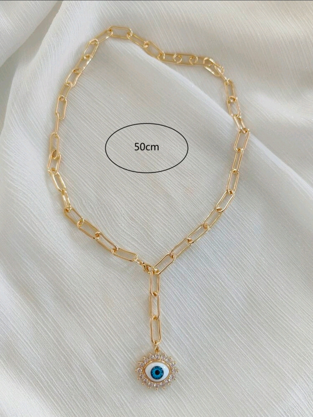 Gold evil eye chain necklace