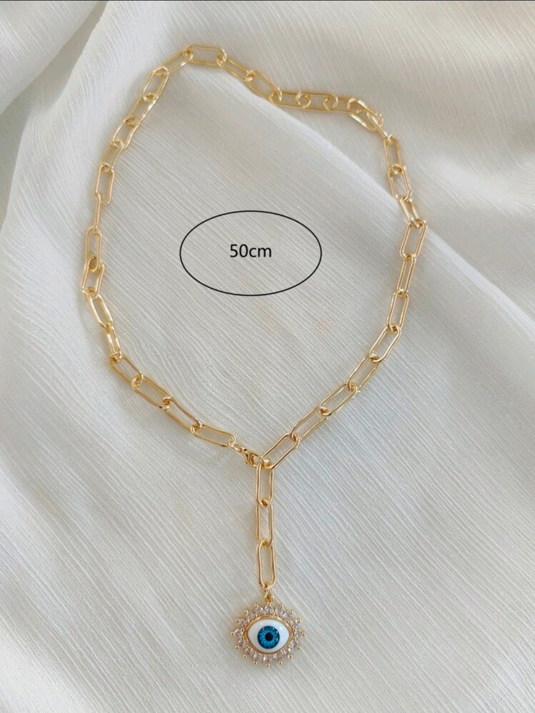 Gold evil eye chain necklace