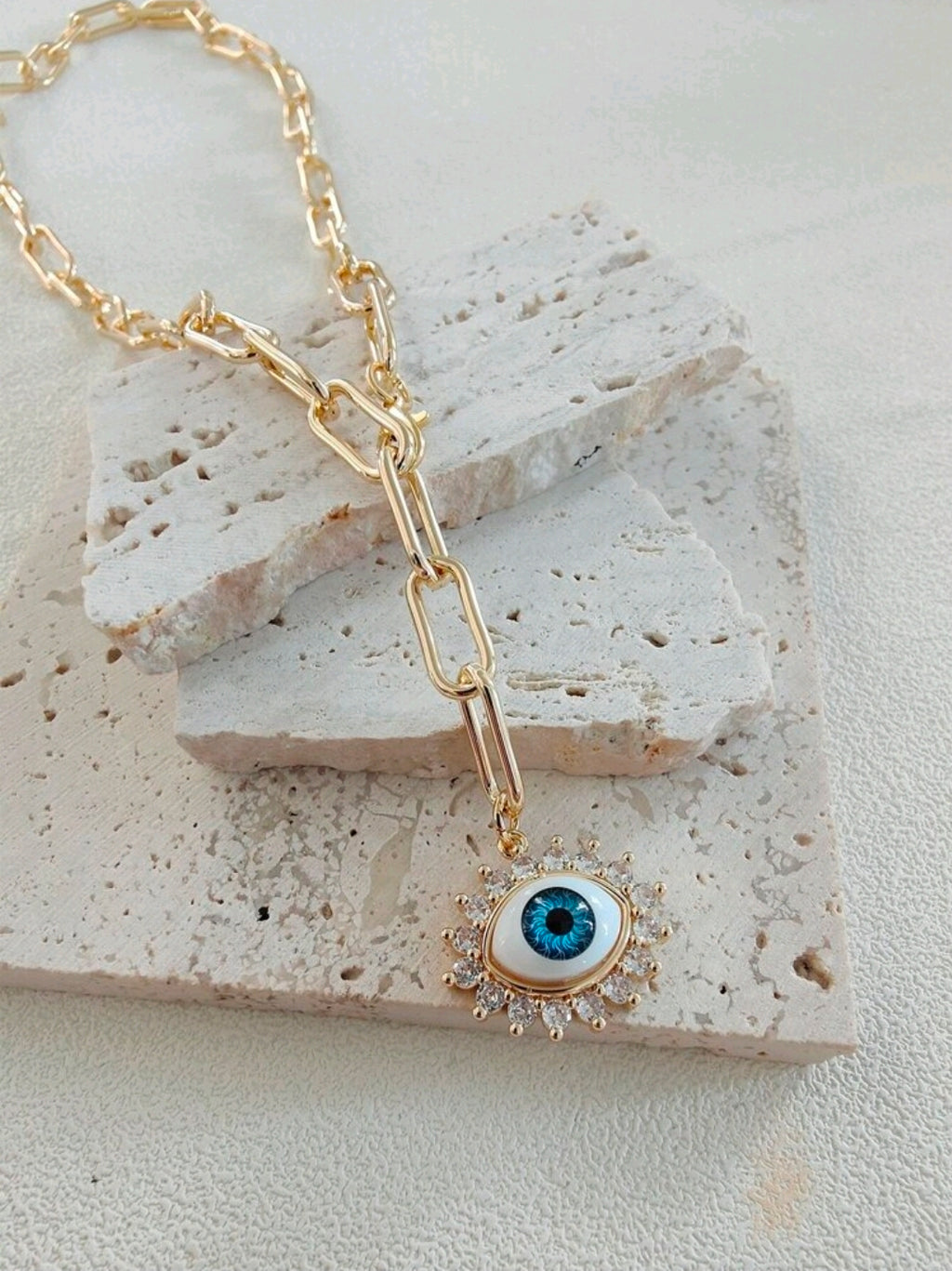 Gold evil eye chain necklace