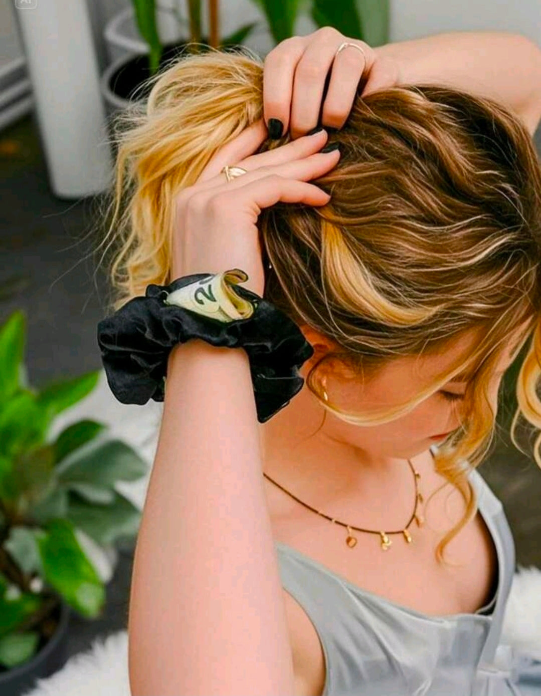 Black scrunchies with zipper pocket