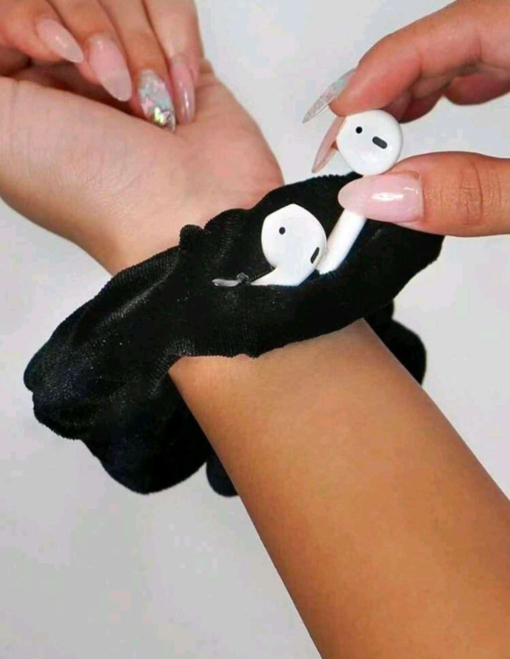 Black scrunchies with zipper pocket